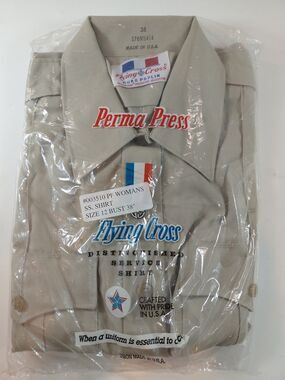NEW Flying Cross Women's Size 12 Short Sleeve Service Shirt Perma Press Khaki